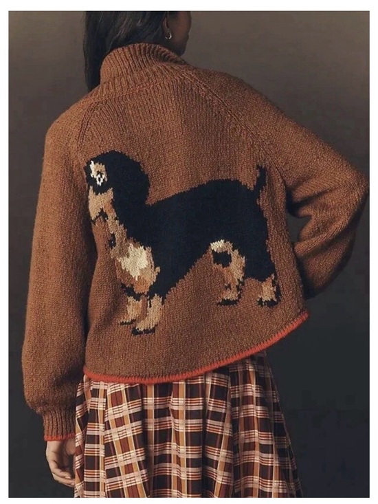 Pilcro Sweaters - Anthropologie Pilcro Dachshund Jesse Dog Icon Cardigan Sweater Brown Size S